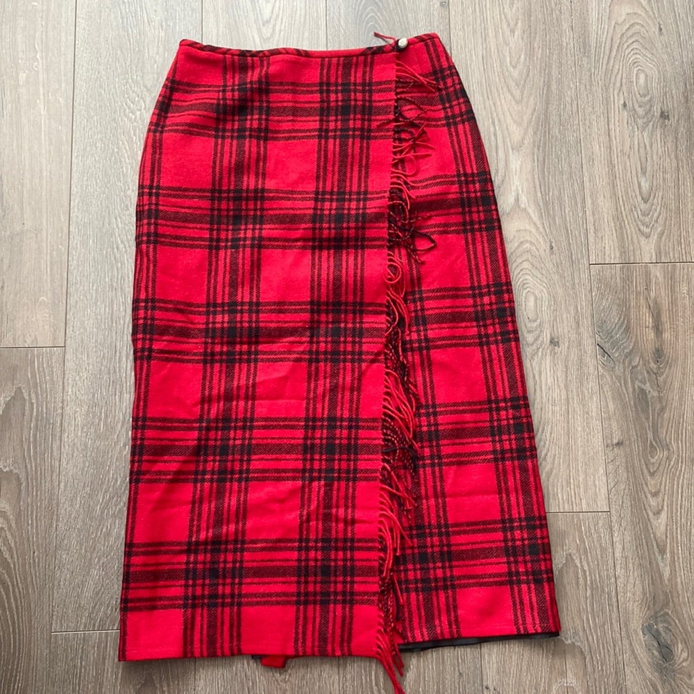 Eddie Bauer Maxi Red Plaid Skirt